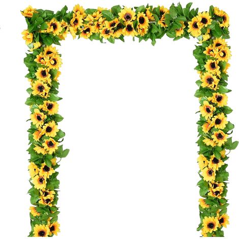 Tournesol Artificiel Guirlande Vigne Fleurs Artificielles avec Feuilles Décoration De Table Mariage 4pcs Soie Vertes (1/4)