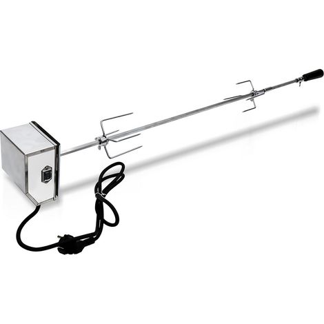 Hengda BBQ Set di spiedini 117 cm in Acciaio Inossidabile Adatto con 2 Aghi per Carne. Manico e Motore Spiedo per girarrosto (1/5)