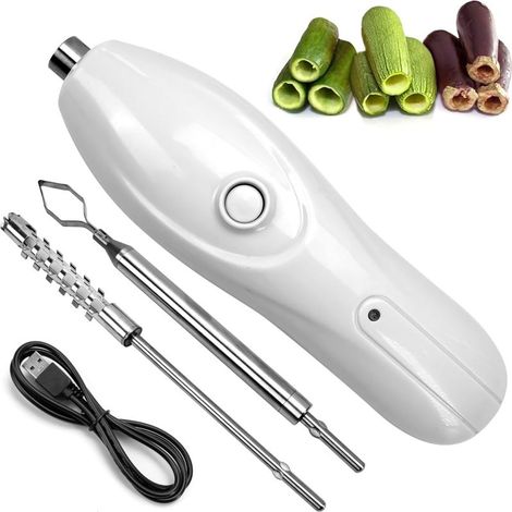 Évideur de légumes portable, évideur de courgettes sans fil, racleur électrique avec 2 têtes de coupe, évideur de fruits rechargeable