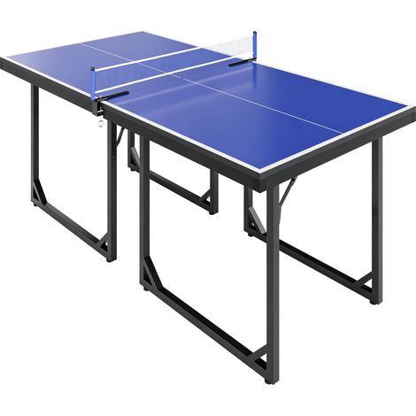 Table de ping-pong pliante d'intérieur, avec filet, aucun montage requis, 182 x 91 cm, bleue et violette (1/5)