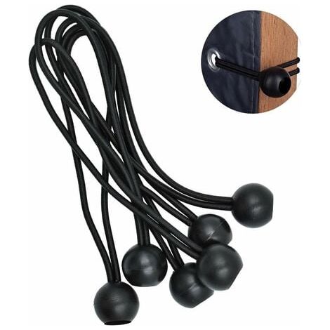 25PCS Tendeur Bâche Elastique, Professionnel Tensioner avec Boule, Attache Tendeurs en Caoutchouc pour Bâches, Attacher des Bannières, Tente, Affiches (1/4)