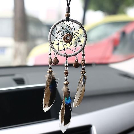 Attrape-rêves en coquillage, pendentif pour voiture, décoration pour la maison, cadeau original, carillon éolien, attrape-rêves en plumes naturelles, tenture murale (1/5)