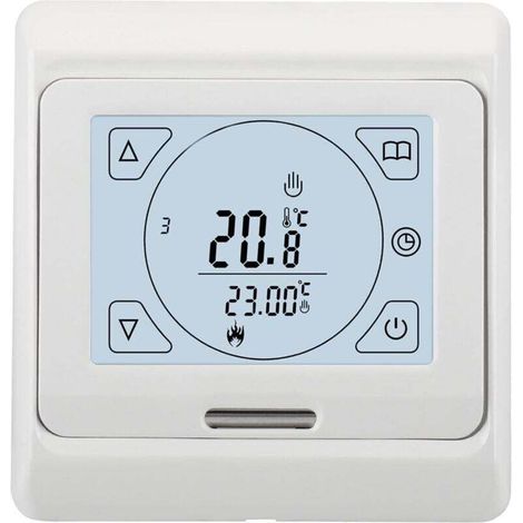 Thermostats de Chauffage hebdomadaires programmables à écran Tactile, AC230V 3A,Fonctionne pour Chauffage au Sol radieux, Blanc (1/4)