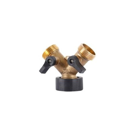 2-Wege-Y-Verteiler für 3/4"-Zulaufschlauch, Doppel-Gartenarmatur, Y-Verbinder für Wasserzulaufschläuche mit Absperrventil für Geschirrspüler etc. H588 - Crezuo