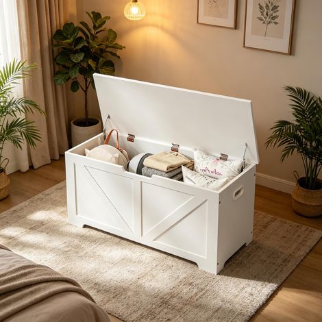 Banc d'entrée avec rangement dissimulé, banc à chaussures, banc de lit, repose-pieds, table d'appoint et table basse (1/4)