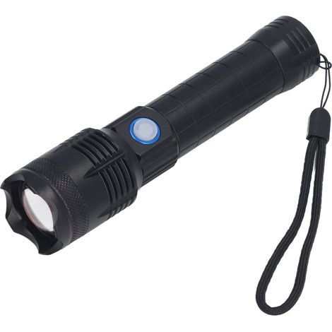 Torcia P160 da 5000 lm – Ricaricabile – 5 modalità – Zoomabile – Tattica – Impermeabile – Avventura/Viaggio – Grigio (1/5)
