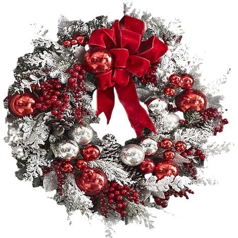 35cm Artificial Christmas Wreath, Outdoor Christmas Wreath for Front Door, Merry Christmas Decoration for Christmas Party, Door Ornaments, Feather-Free, Non-Electric (1/5)