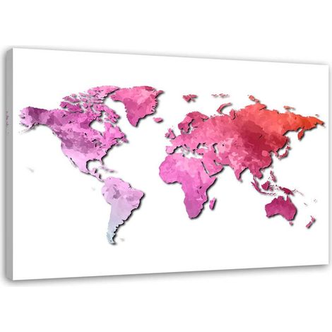 Tableau sur toile Carte du monde rose 60x40 (1/5)