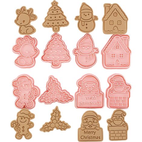 8 Pièces Emporte-Pièces Biscuits de Noël DIY, Moules 3D en Plastique pour Cuisson et Décoration (1/5)