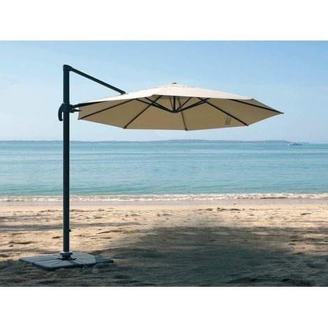 Parasol rond en aluminium et toile polyester avec pied en croix - Tobago Éco - Ø 3 x 2,66 m - Jardiline (1/3)