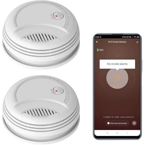 WLAN-Rauchmelder kompatibel mit der Tuya/Smartlife App, vernetzter drahtloser Mini-Feuermelder, Modell PA-437W (2 Stück) - (1/5)