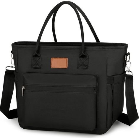 Sacs à Lunch Isothermes pour Femme Homme,15L Grande Capacité Sac Isotherme Repas Portable Lunch Bag Pour Pique-nique/école/Bureau (15L,Noir)