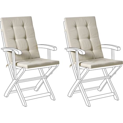 Conjunto de 2 cojines para asiento y respaldo de sillas de exterior con lazos gris pardo Maui