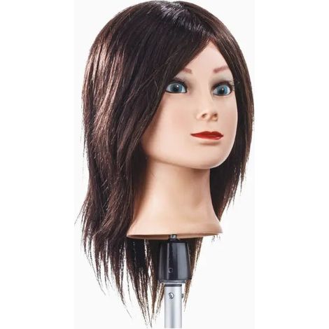 Xanitalia - Cabeza de peluquería - Cabello natural - Largo medio - Castaño oscuro