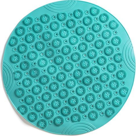 BRAVIX Tapis de Bain de Massage Rond Tapis Douche Antidérapant Tapis de Salle de Bain Tapis de Douche Lavable en Machine Tapis de Baignoire avec Trous de Drainage et Ventouses,55x55cm,Vert, 1pcs (1/5)