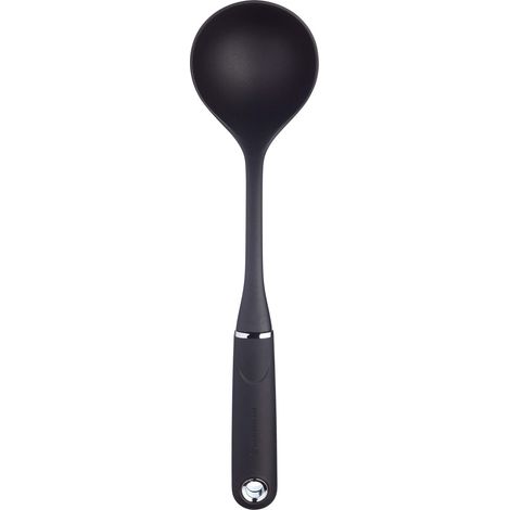 KitchenCraft MasterClass Cucchiaio da minestra in nylon, adatto a superfici con rivestimento antiaderente, 34 cm - Nero (1/4)