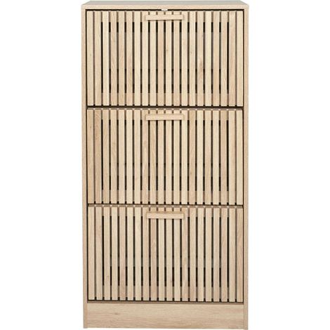 The Home Deco Factory – Meuble à chaussures 3 portes – Dimensions 60x24x113 cm – Capacité 12 paires – Structure en bois et MDF – Couleur marron