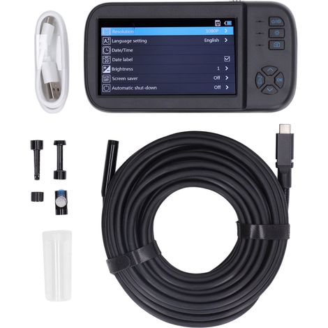 Endoscope industriel étanche 8mm avec écran IPS, caméra d'inspection moteur, pipe flexible waterproof (1/5)