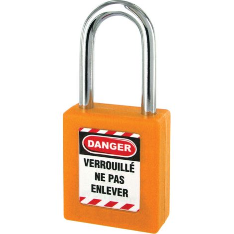 Cadenas de consignation LOTO Lockout Tagout 40 mm anse acier Ø 6 x 38 mm orange