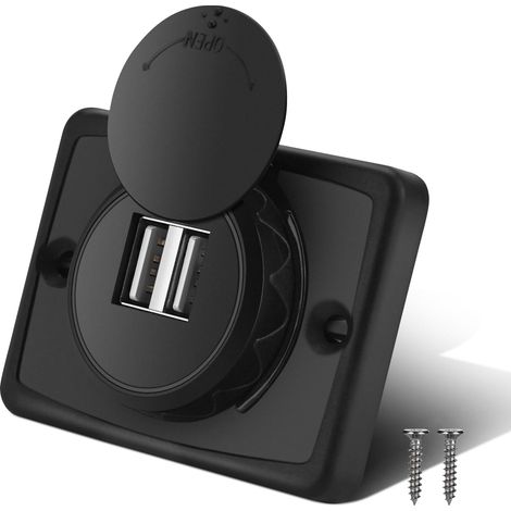 SJLERST Presa per caricabatterie con porta USB doppia ABS nera per auto 3.1A Presa 12V LED impermeabile (1/5)