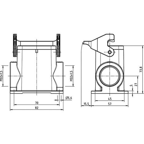 Caja de enchufe Harting 19300060292 robusta duradera