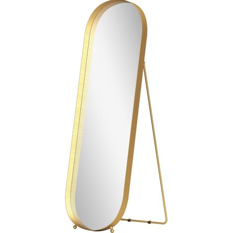 Miroir sur pied grand format 160 x 50 cm, cadre arqué doré en métal, plein pied inclinable, à poser au sol ou au mur, pour salon et chambre  CHICFURN (1/5)