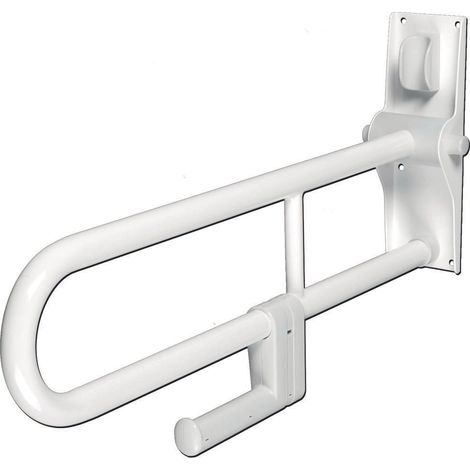 Barre d'Appui Rabattable Murale Double AKW L 766mm Inox Blanc - 01810WH-LS (1/3)