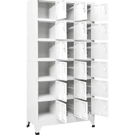 Armoire de Rangement Métallique 18 Cases, Casier Vestiaire 90x40x180 cm, Meuble de Stockage Robuste avec Portes pour Bureau, École, Gymnase ou Entreprise (1/5)