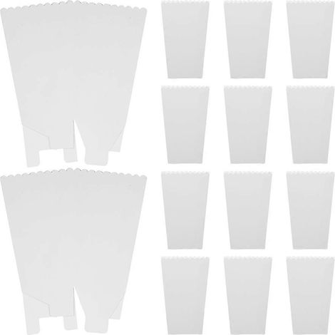 Boîte de popcorn pour soirée cinéma, paquet de 36, blanche, rectangulaire, idéale pour les fêtes. (1/5)