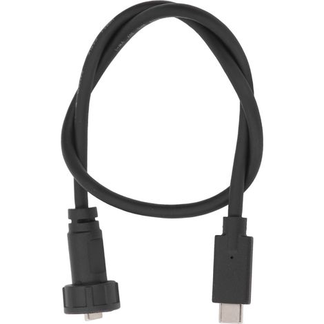 Câble rallonge USB-C mâle-mâle 0.5m étanche IP67 IP68 fiche droite 30V 1.5A en ABS laiton verrouillage vis/clip extérieur IoT 1pc (1/5)