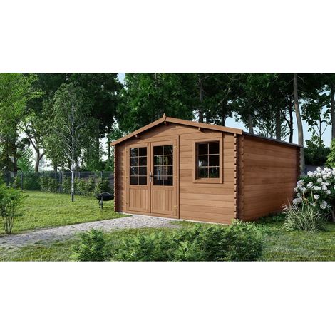 Altanka – Abri de jardin en bois traité 20m² – Dimensions 5x4m – Épaisseur 45mm – Double porte vitrée – Imprégnation anti-moisissures (1/5)