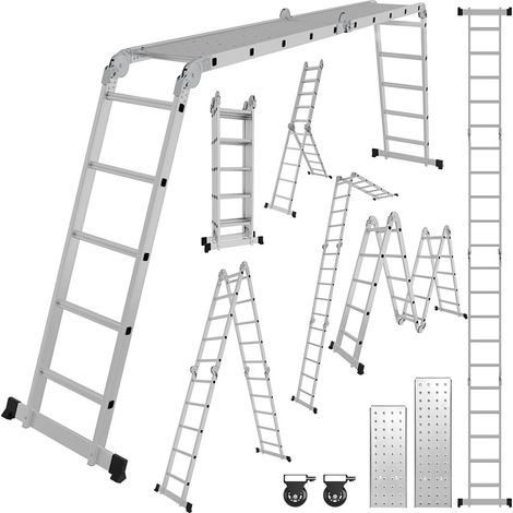 Swanew – Échelle télescopique 582cm – Aluminium – 20 marches – Charge max 150kg – Antidérapante – Pliable pour rangement facile