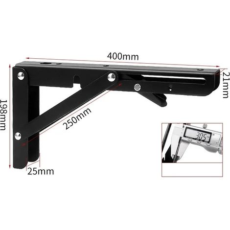 (16 pouces - Blanc) 2 supports triangulaires pliables en acier inoxydable pour étagère, support robuste, réglable, fixation murale, banc, table, quincaillerie pour meubles (1/5)