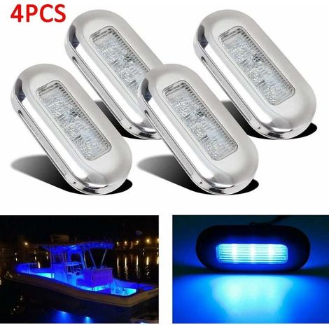 Lot de 4 lampes de courtoisie LED bleu froid étanches 12 V de qualité marine pour bateau, escalier et pont RUIOIU (1/4)