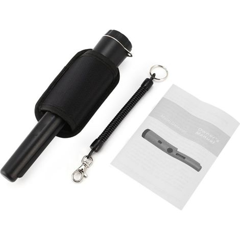 Détecteur de métaux portatif sensible avec pointeur métallique, indication sonore et vibrante, lampe LED intégrée, outil de recherche de trésors noir