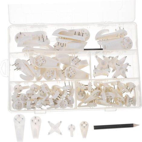 Lot de 39 crochets muraux non marquants, crochets pour tableaux, crochets pour tableaux