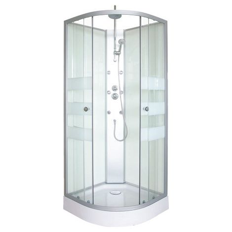 ONDEE ZEN - Cabine de douche hydromassante AMELIA - Porte Coulissante - Blanc - 1/4 C - 90cm