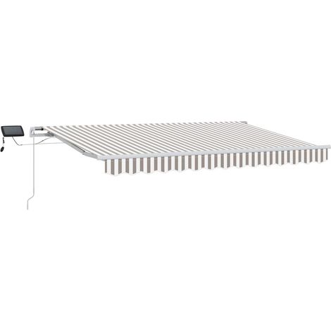 Retractable Awning Light Grey and White 300 x 250 cm vidaXL