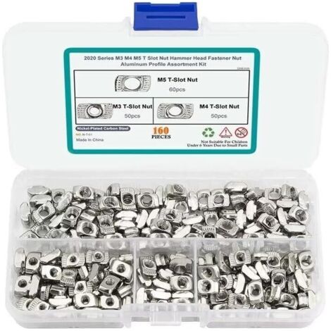 160pcs euro standard t - nut profil en aluminium, m3 M4 M5 spécial t - nut combiné en boîte (1/5)