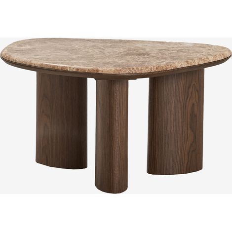 SKLUM Beistelltisch 75x60 cm aus MDF und Marmor Dayana Brauner Marmor Emperador