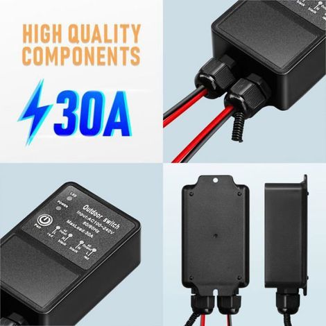 Interrupteur Dc - 8 V À 80 V - Sans Fil - Étanche Ip65 - 30 A - Pour Éclairage Extérieur - 1 Pièce (1/4)