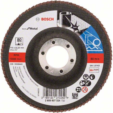 Bosch PRO X571 Fächerschleifscheibe, 115 mm, G80, gerade, Glasfaser (1/5)