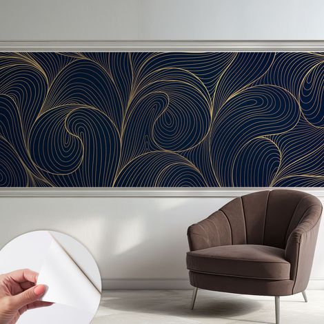 Selbstklebend Tapete - Wandgestaltung - Tapete Wohnzimmer - Flur Eingangsbereich Wellenmotiv 250x104 cm (1/5)