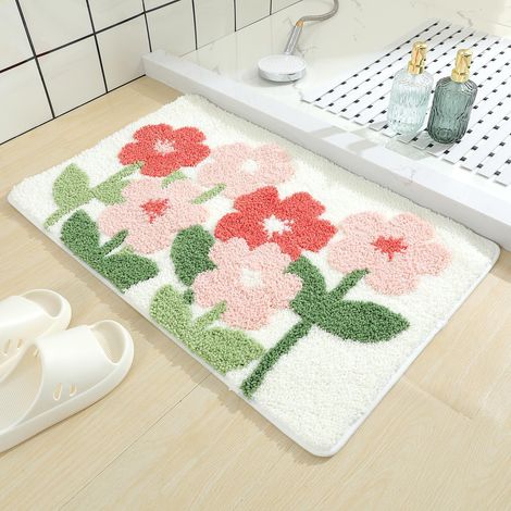 Tapis de bain mignon, tapis de salle de bain antidérapant, tapis de douche doux, tapis de sol amusant en peluche microfibrel40x60cm (1/5)