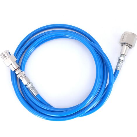 Ortviai Tuyau CO2 Externe pour Recharge de Bouteille Soda Stream – 2,5 m, Raccord G5/8-14, Acier Inoxydable, Bleu (1/4)