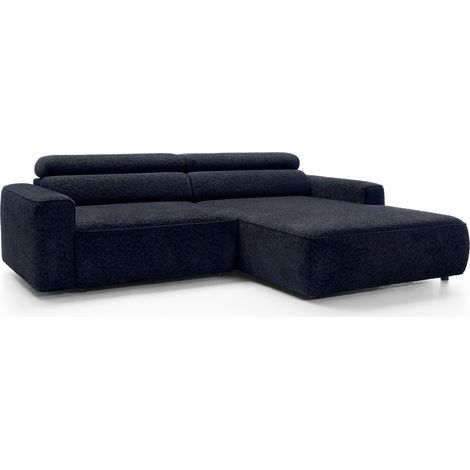 Selsey Fando – Ecksofa mit elektrischem Sitzauszug, Ottomane rechts, Chenille Navyblau (1/5)