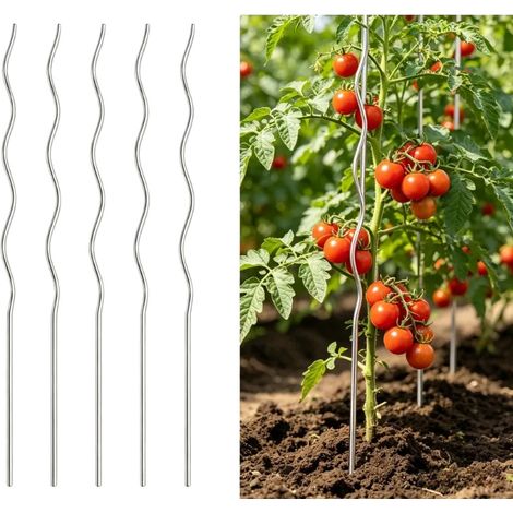 Soportes para plantas, acero galvanizado, aptos para uso interior y exterior, color plata. (1/2)