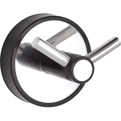Appendino bagno doppio gancio in acciaio inox lucido e dettagli in ABS nero  NICO-N kamalu