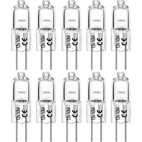 G4 20W 12V T3 JC Type 2-pin Halogen Bulbs, Replacement Base for Under-Furniture Landscape Lighting, Puck Light Track Lighting, Dimmable (10-Pack) [Energy Class C] (1/5)