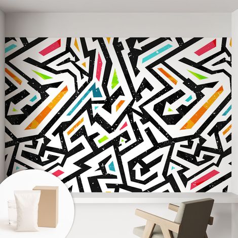 Papier peint intissé décoratif avec motifs pour salon et chambre a motif - Colle incluse gratuite Mosaïque abstraite 152x104 cm (1/5)